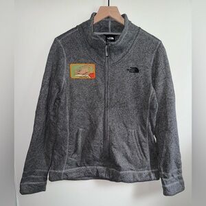 The North Face Knit Collared Zip Up Jacket Grey Polyester Women’s Size Large